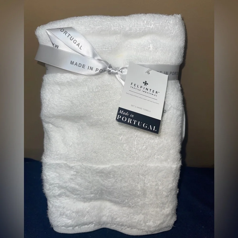 Felpinter X-Long Combed Cotton Soft Absorbent 2 Pack Hand Towels Made Portugal